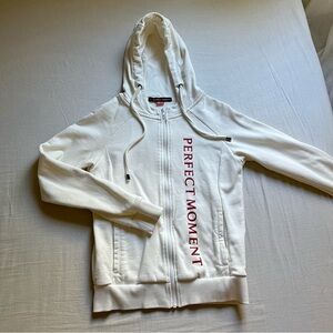 Perfect Moment off white knit logo zip up hoodie sweater jacket